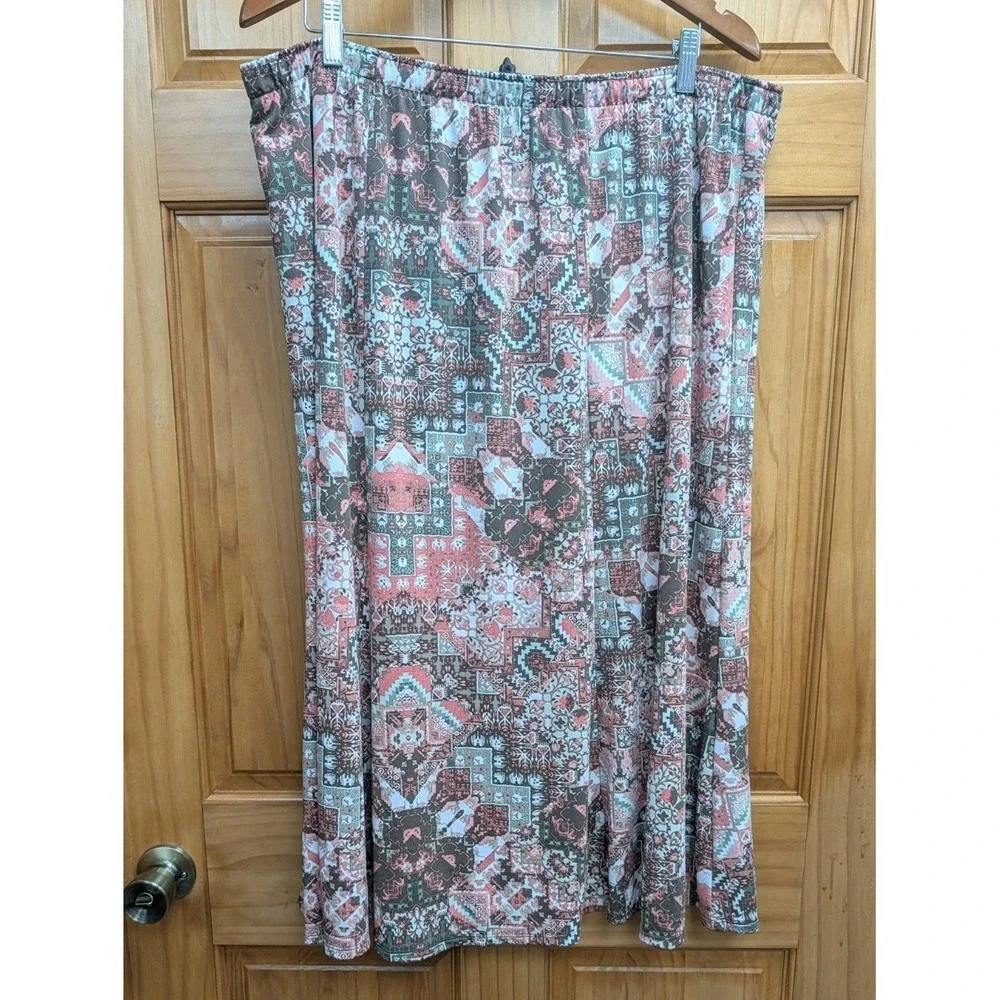 Southern Lady Women's 1X Skirt Elastic Waist Midi Liquid Knit Relaxed Workwear